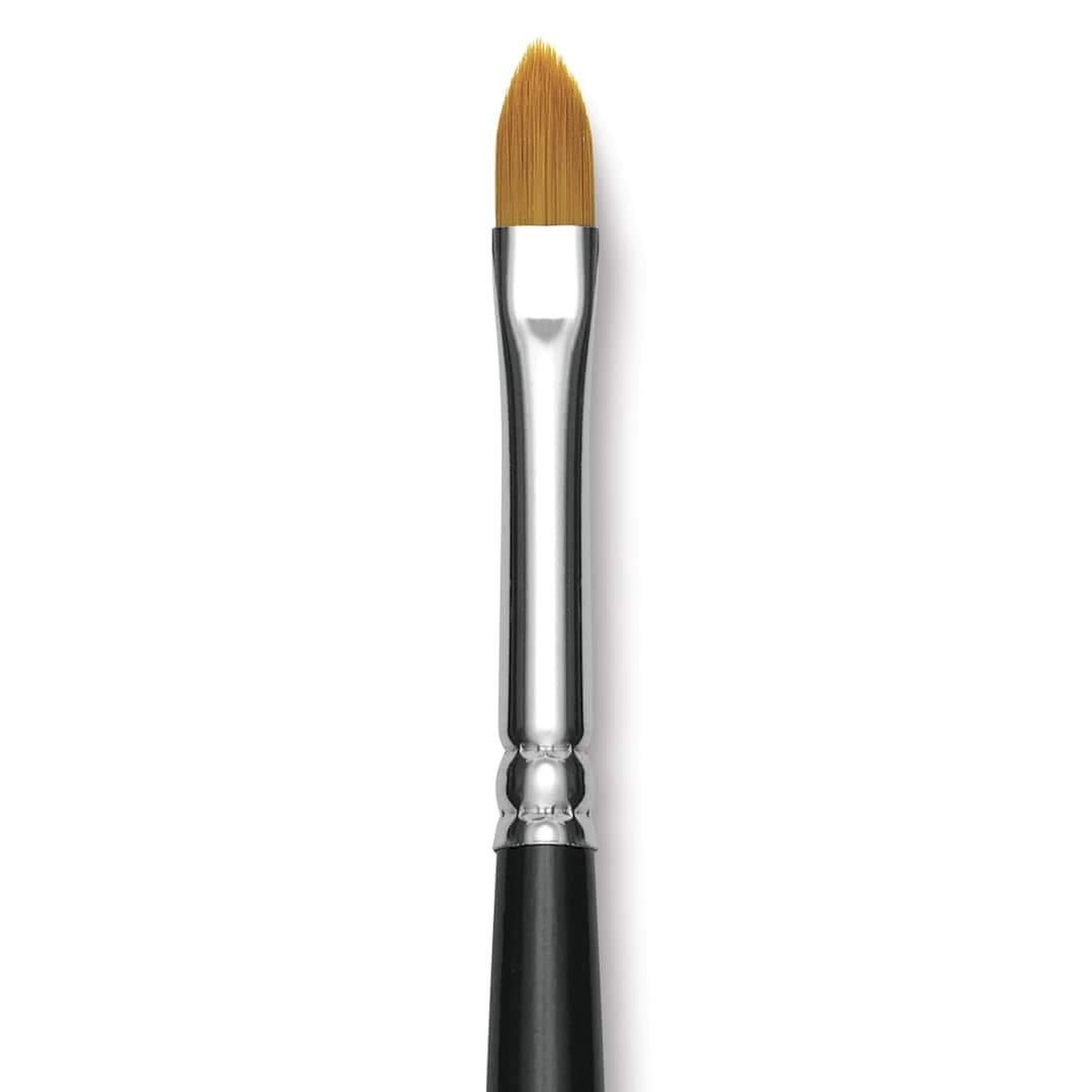 Open in modal - Trekell Synthetic Gold Taklon Brush - Cat's Tongue, Long Handle, Size 6, close-up