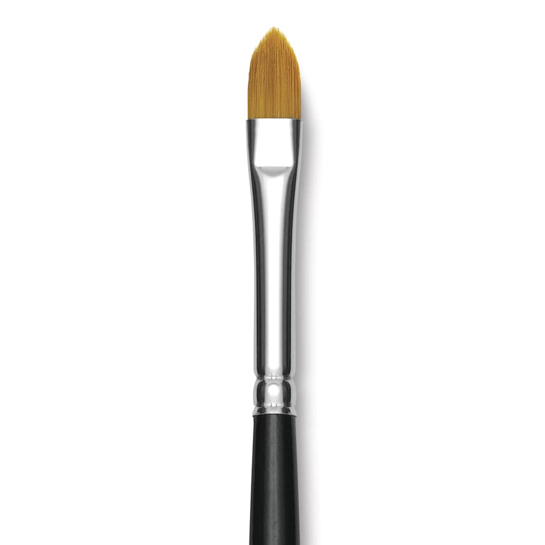 Open in modal - Trekell Synthetic Gold Taklon Brush - Cat's Tongue, Long Handle, Size 8, close-up