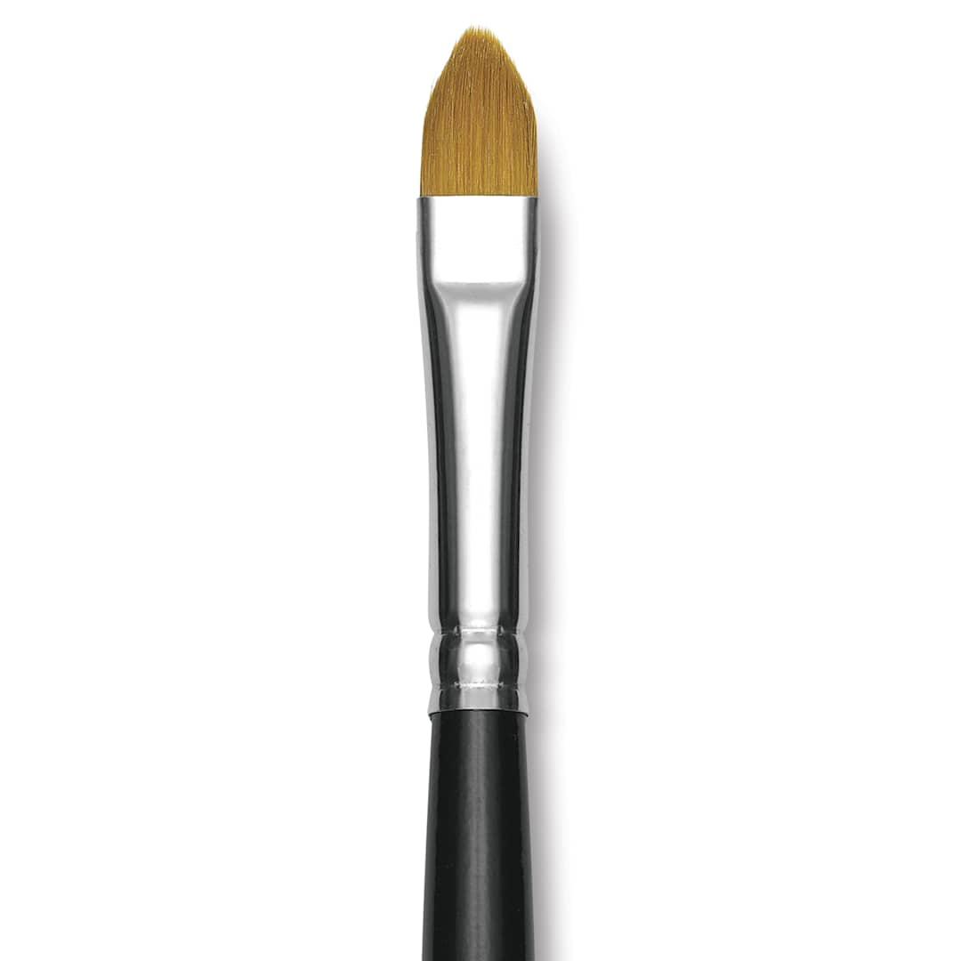 Open in modal - Trekell Synthetic Gold Taklon Brush - Cat's Tongue, Long Handle, Size 10, close-up