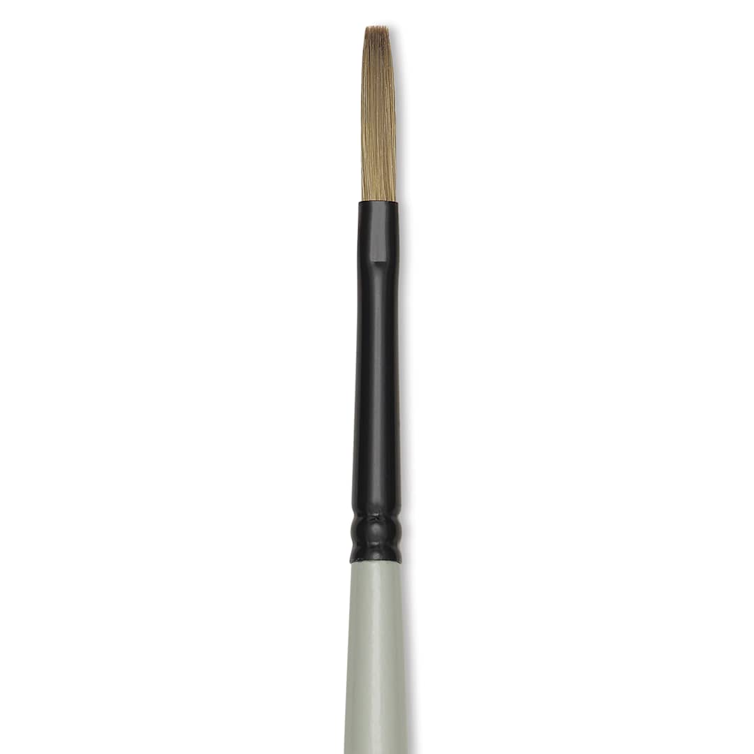 Open in modal - Silver Brush Black Pearl Synthetic Brush - Series 6401, Flat, Size 0, Long Handle, close-up