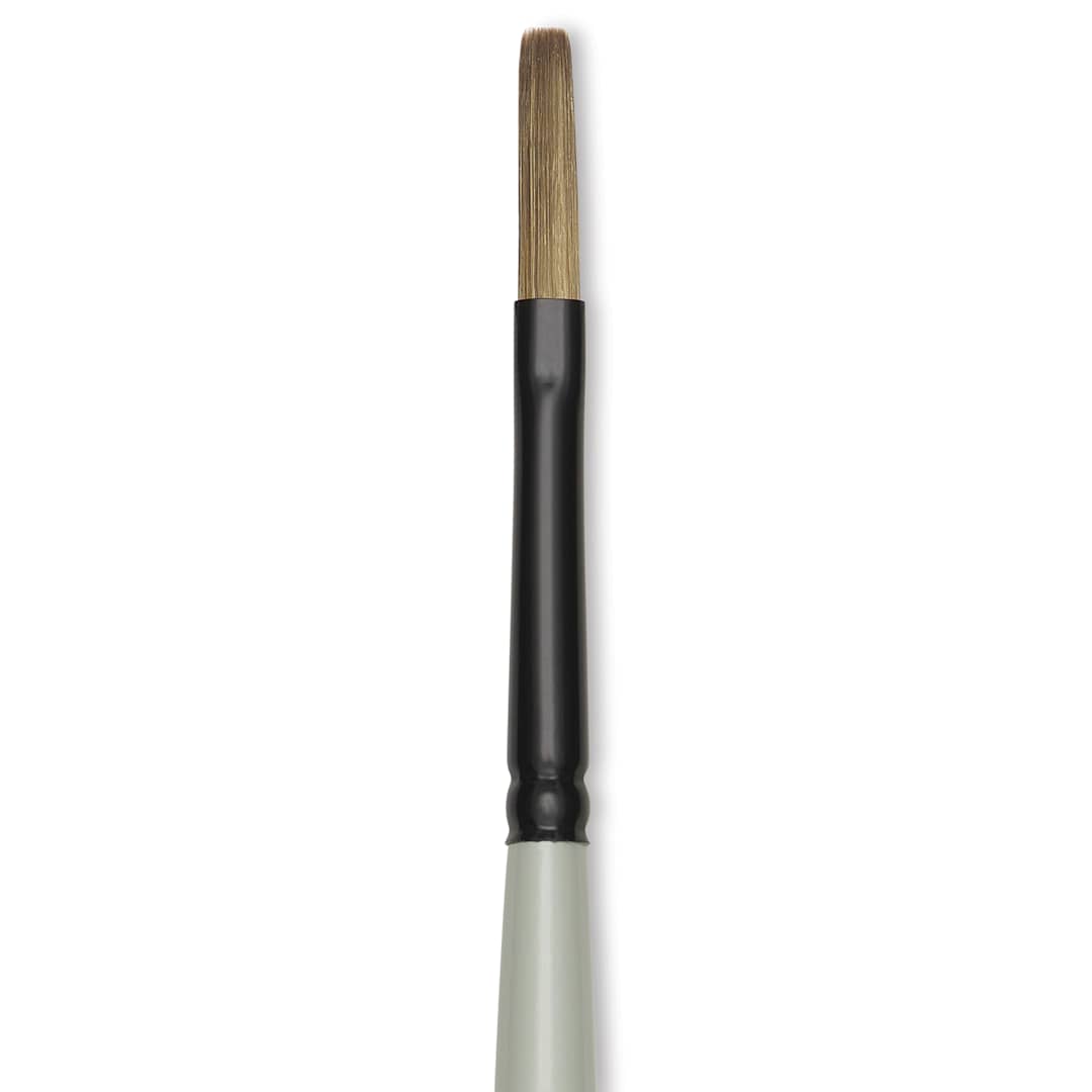 Open in modal - Silver Brush Black Pearl Synthetic Brush - Series 6401, Flat, Size 1, Long Handle, close-up