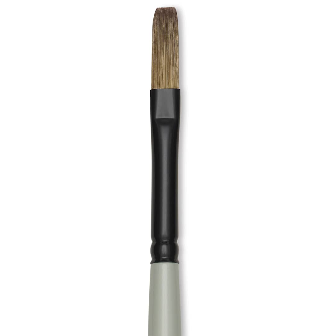 Open in modal - Silver Brush Black Pearl Synthetic Brush - Series 6401, Flat, Size 2, Long Handle, close-up