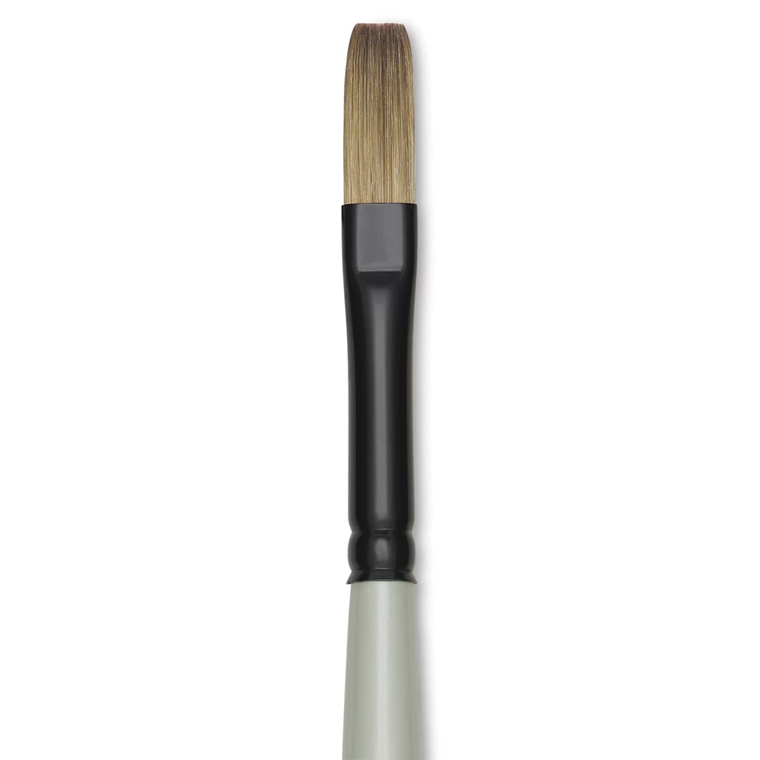Open in modal - Silver Brush Black Pearl Synthetic Brush - Series 6401, Flat, Size 3, Long Handle, close-up