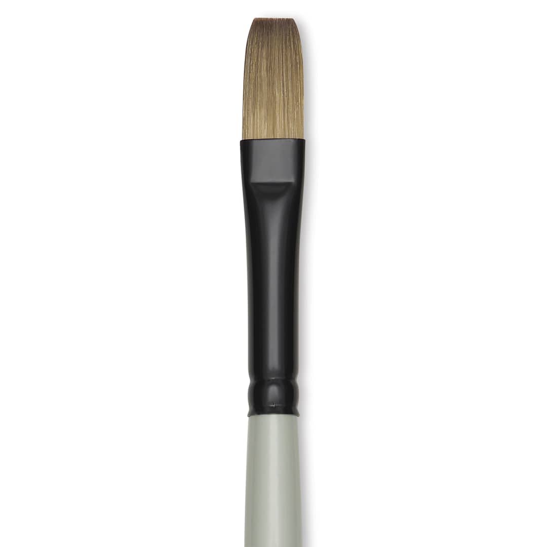 Open in modal - Silver Brush Black Pearl Synthetic Brush - Series 6401, Flat, Size 4, Long Handle, close-up