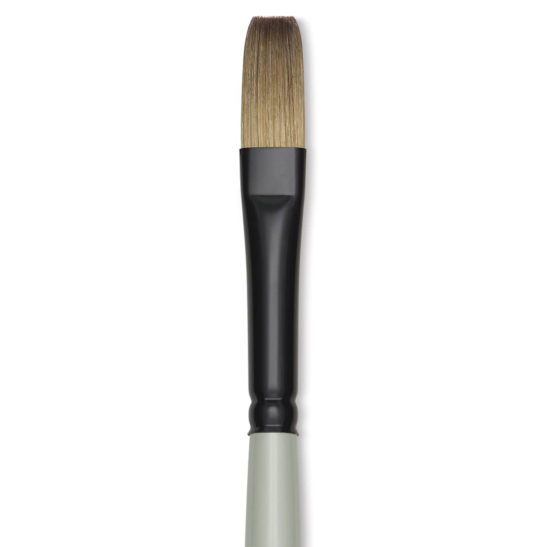 Open in modal - Silver Brush Black Pearl Synthetic Brush - Series 6401, Flat, Size 5, Long Handle, close-up