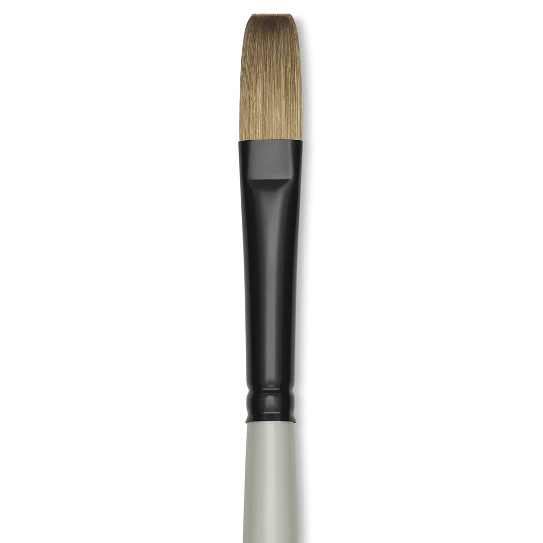 Open in modal - Silver Brush Black Pearl Synthetic Brush - Series 6401, Flat, Size 6, Long Handle, close-up