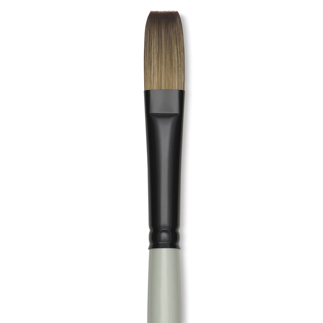 Open in modal - Silver Brush Black Pearl Synthetic Brush - Series 6401, Flat, Size 8, Long Handle, close-up