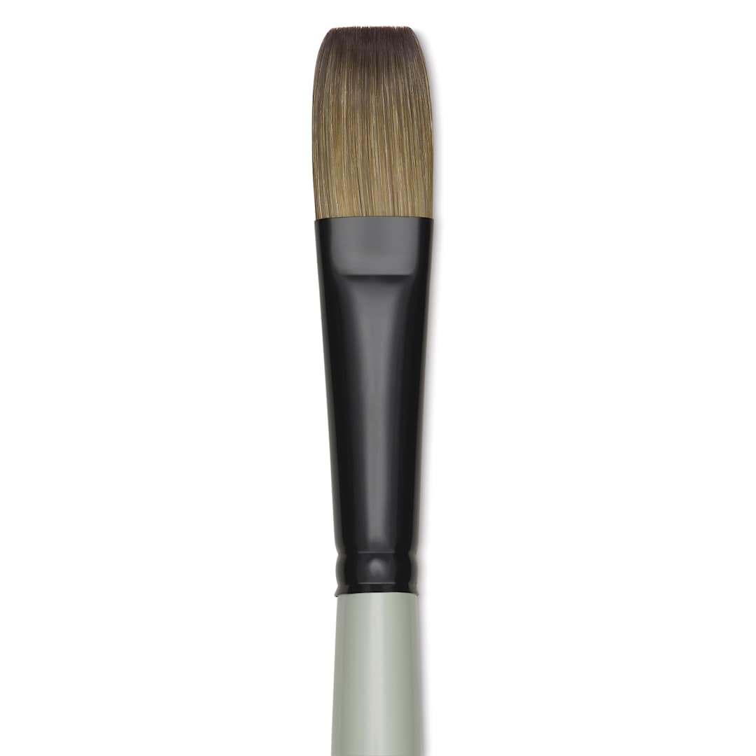 Open in modal - Silver Brush Black Pearl Synthetic Brush - Series 6401, Flat, Size 10, Long Handle, close-up