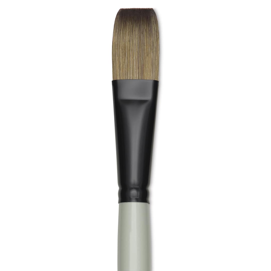 Open in modal - Silver Brush Black Pearl Synthetic Brush - Series 6401, Flat, Size 12, Long Handle, close-up