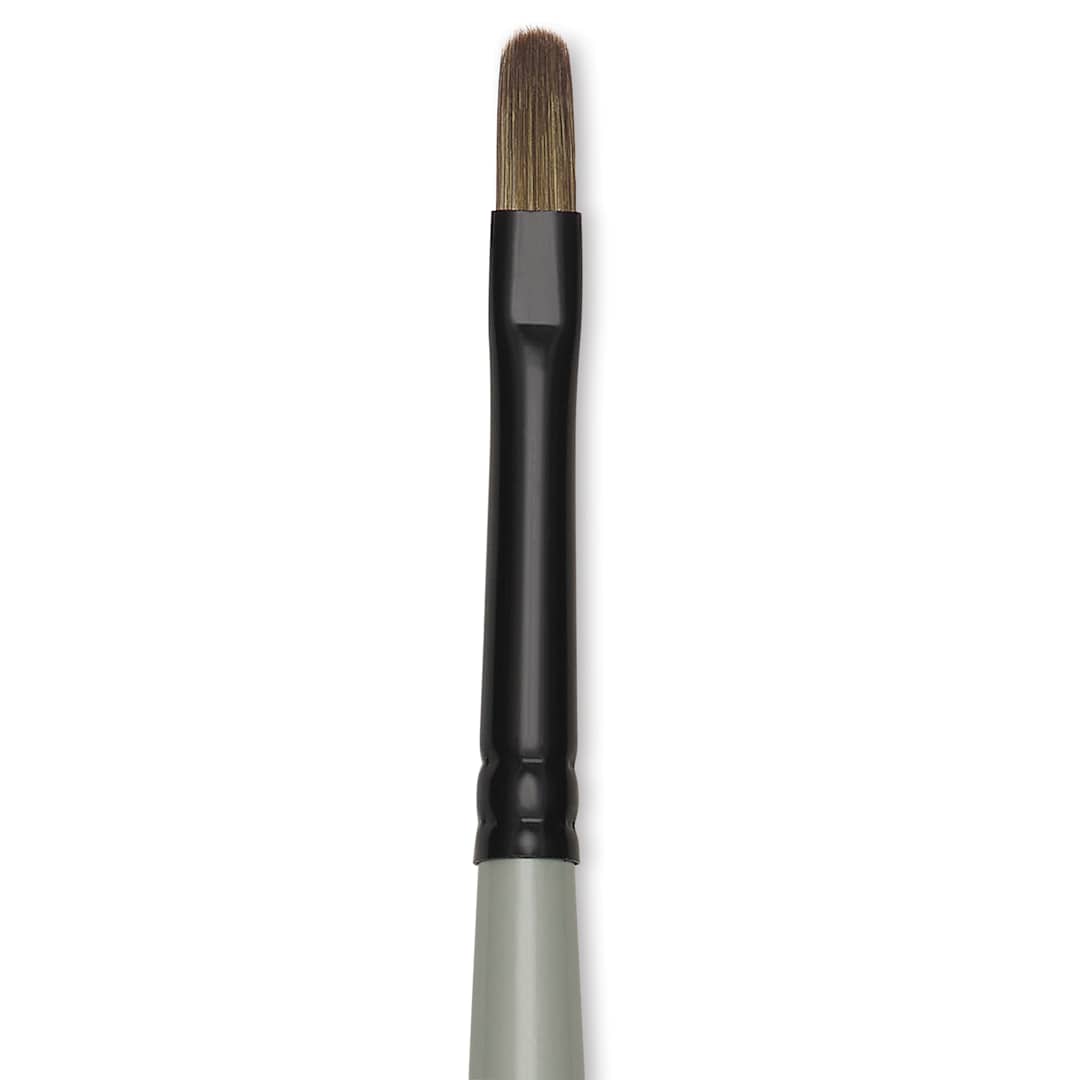 Open in modal - Silver Brush Black Pearl Synthetic Brush - Series 6403, Filbert, Size 0, Long Handle, close-up