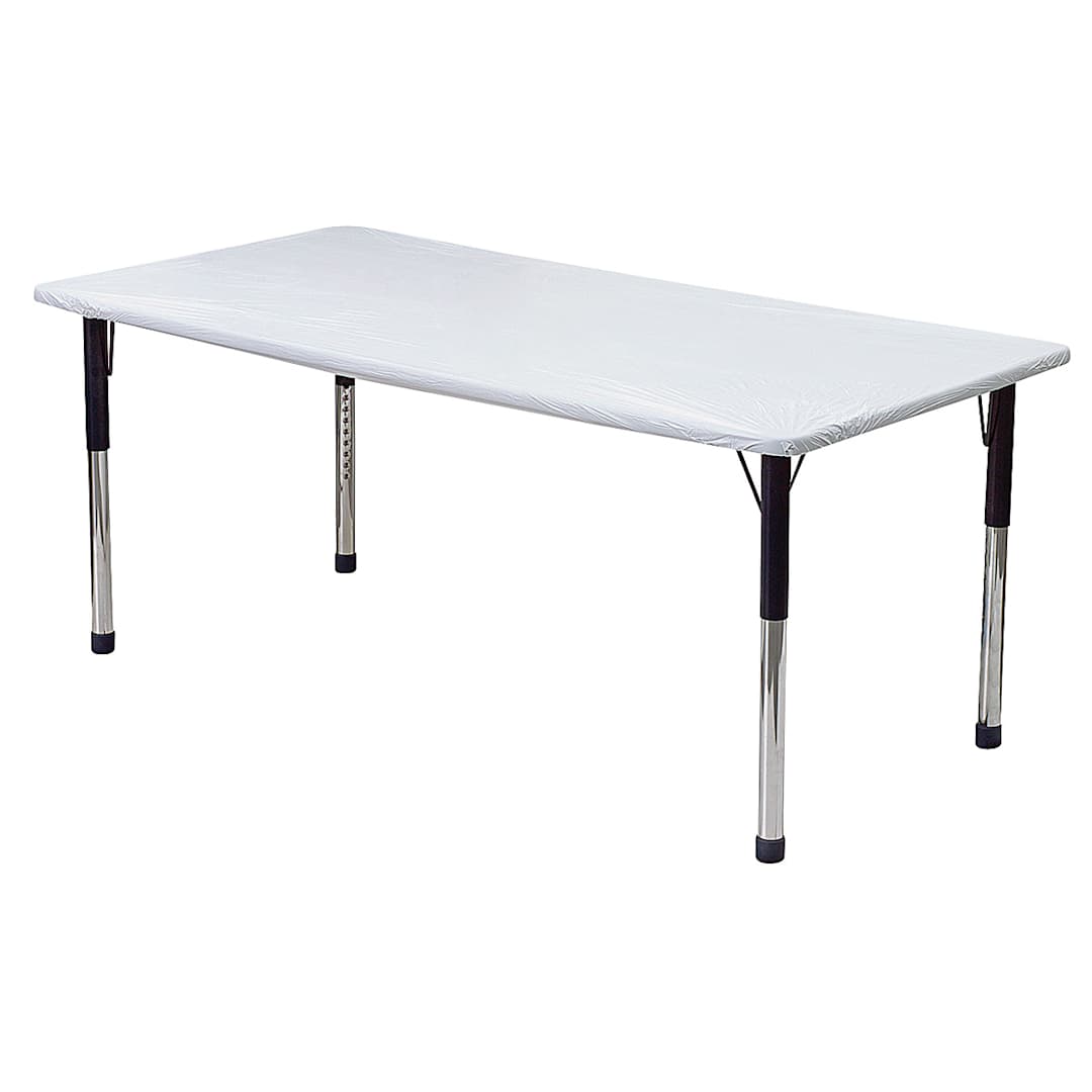 Open in modal - Kwik-Cover Tablecloths - Right angled view of table with Kwik-Cover Tablecloth attached