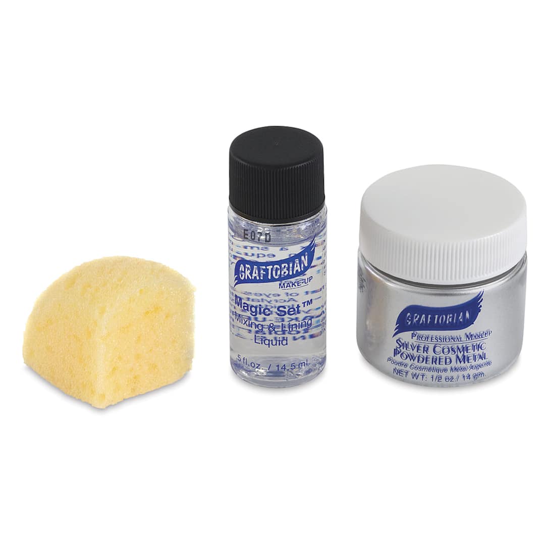 Open in modal - Cosmetic Powdered Metal Kits - Components of Silver Kit shown