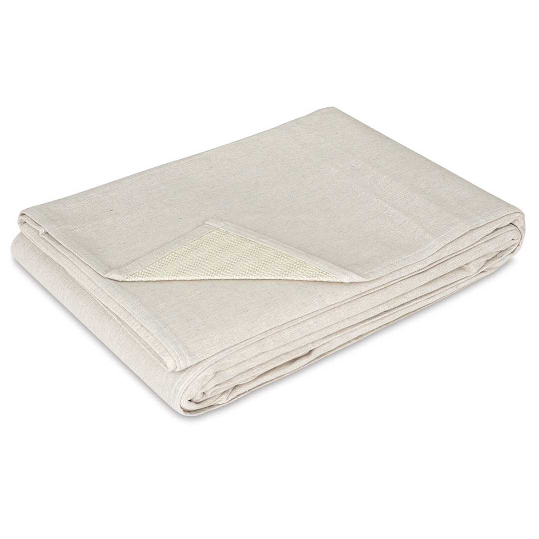 Open in modal - Trimaco Stay Put Canvas Drop Cloth - 6' x 8' Drop cloth with Spill Block, folded