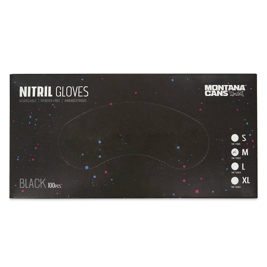 Open in modal - Montana Nitrile Gloves - Medium, Pkg of 100 Pairs, front of the packaging