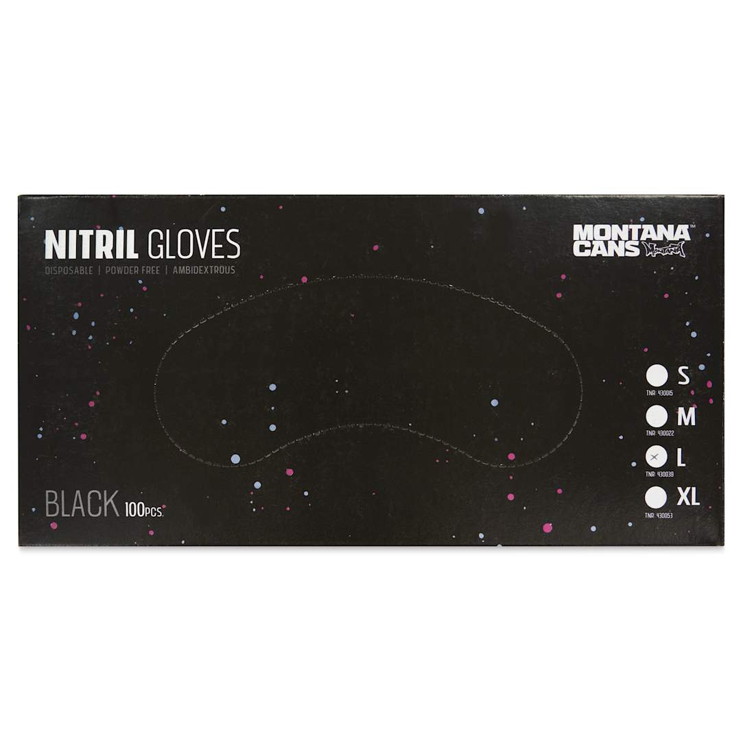 Open in modal - Montana Nitrile Gloves - Large, Pkg of 100 Pairs, front of the packaging
