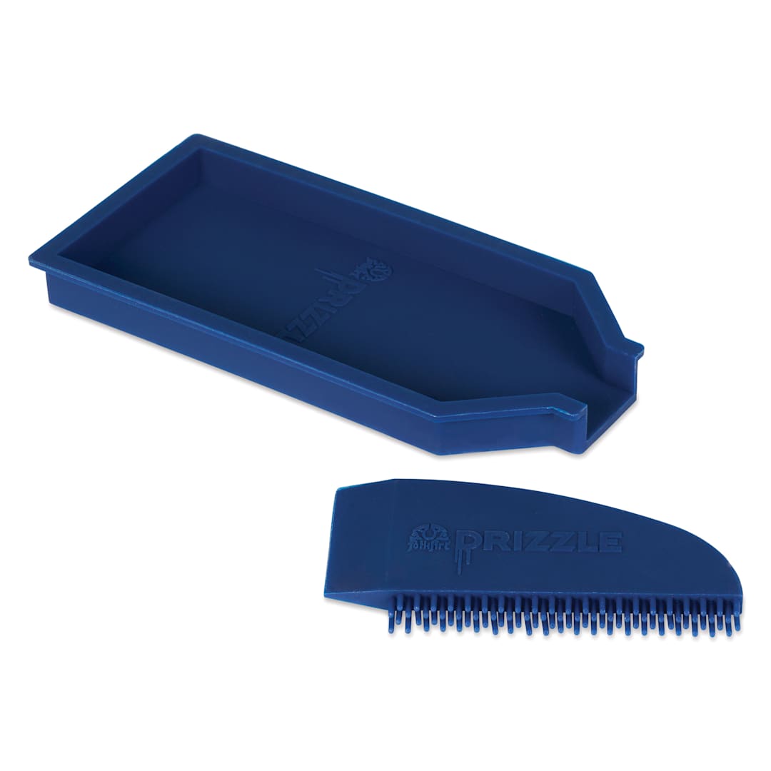 Open in modal - FolkArt Drizzle Flexible Paint Tray and Comb Tools - Set of 2, contents laid out