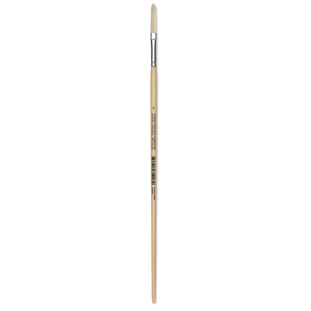 Open in modal - Utrecht Rhenish Pure Hog Bristle Brush - Extra Long Filbert, Size 2, Long Handle (full length)
