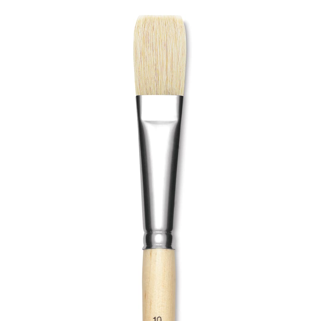 Open in modal - Utrecht Rhenish Pure Hog Bristle Brush - Flat, Size 10, Long Handle