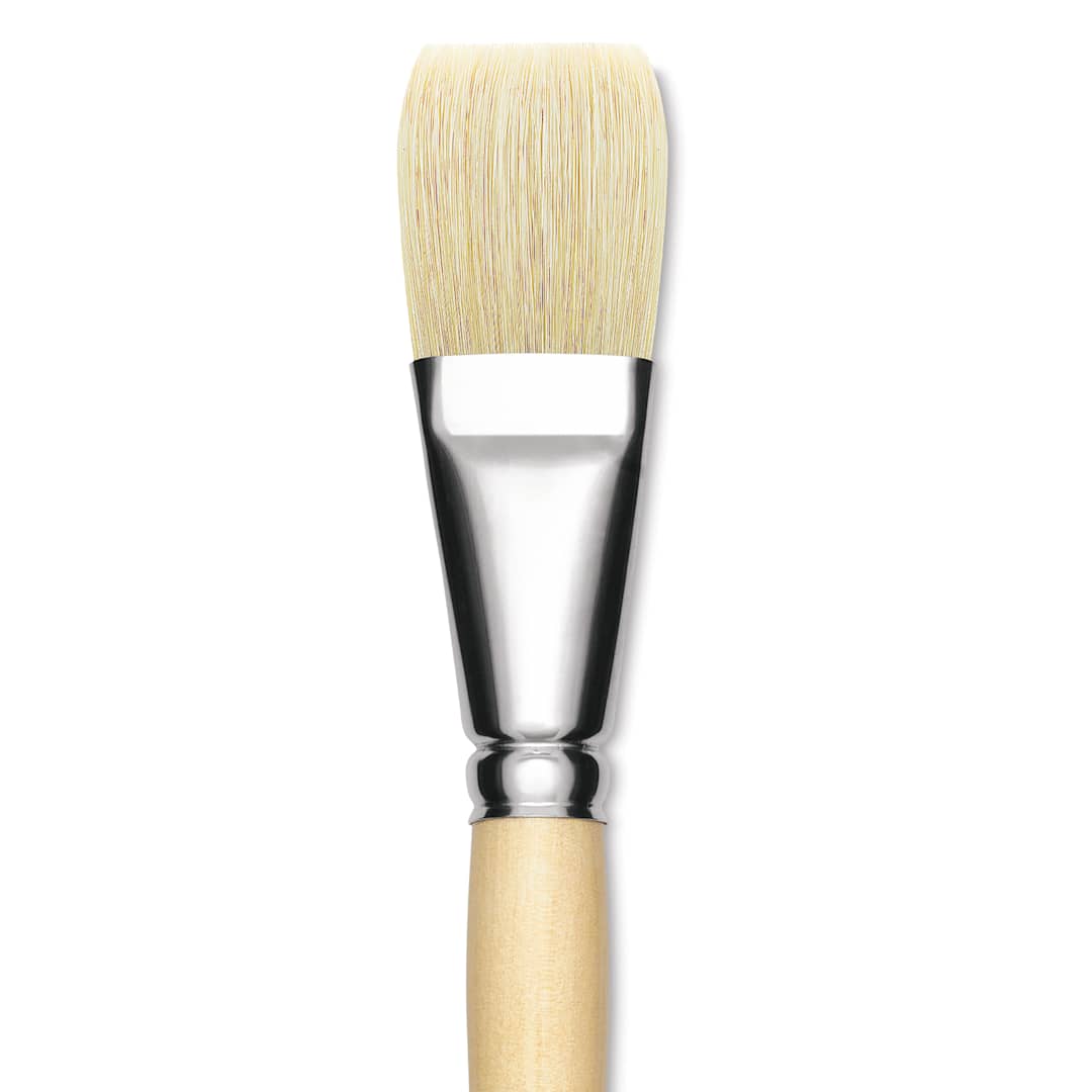 Open in modal - Utrecht Rhenish Pure Hog Bristle Brush - Flat, Size 16, Long Handle