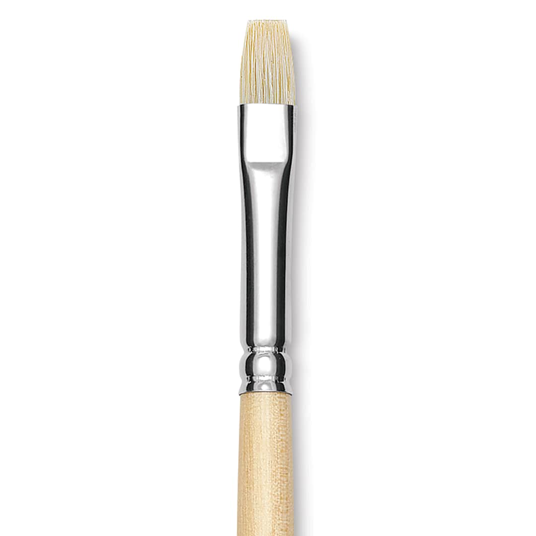 Open in modal - Utrecht Rhenish Pure Hog Bristle Brush - Bright, Size 3, Long Handle