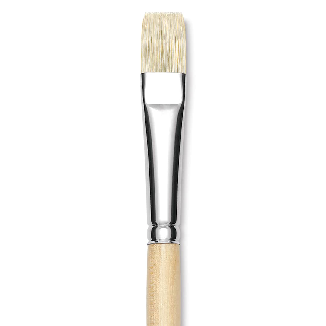 Open in modal - Utrecht Rhenish Pure Hog Bristle Brush - Bright, Size 6, Long Handle