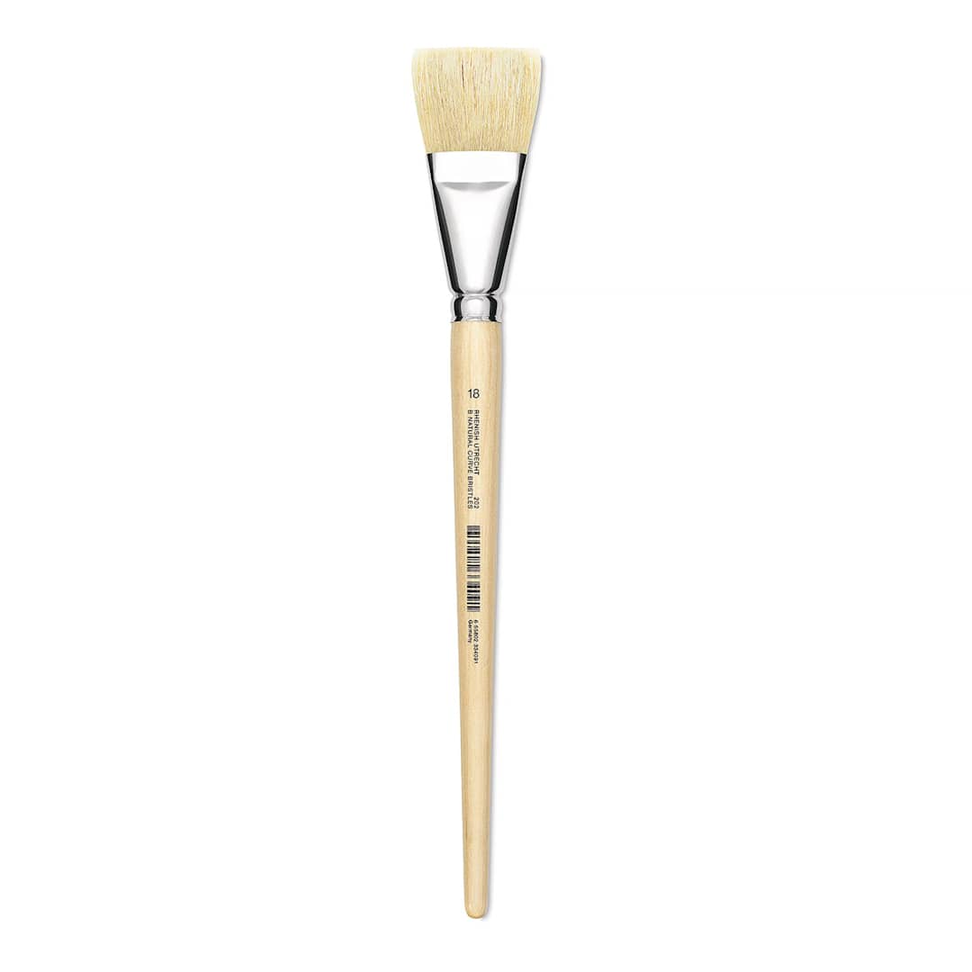 Open in modal - Utrecht Rhenish Pure Hog Bristle Brush - Bright, Size 18, Long Handle