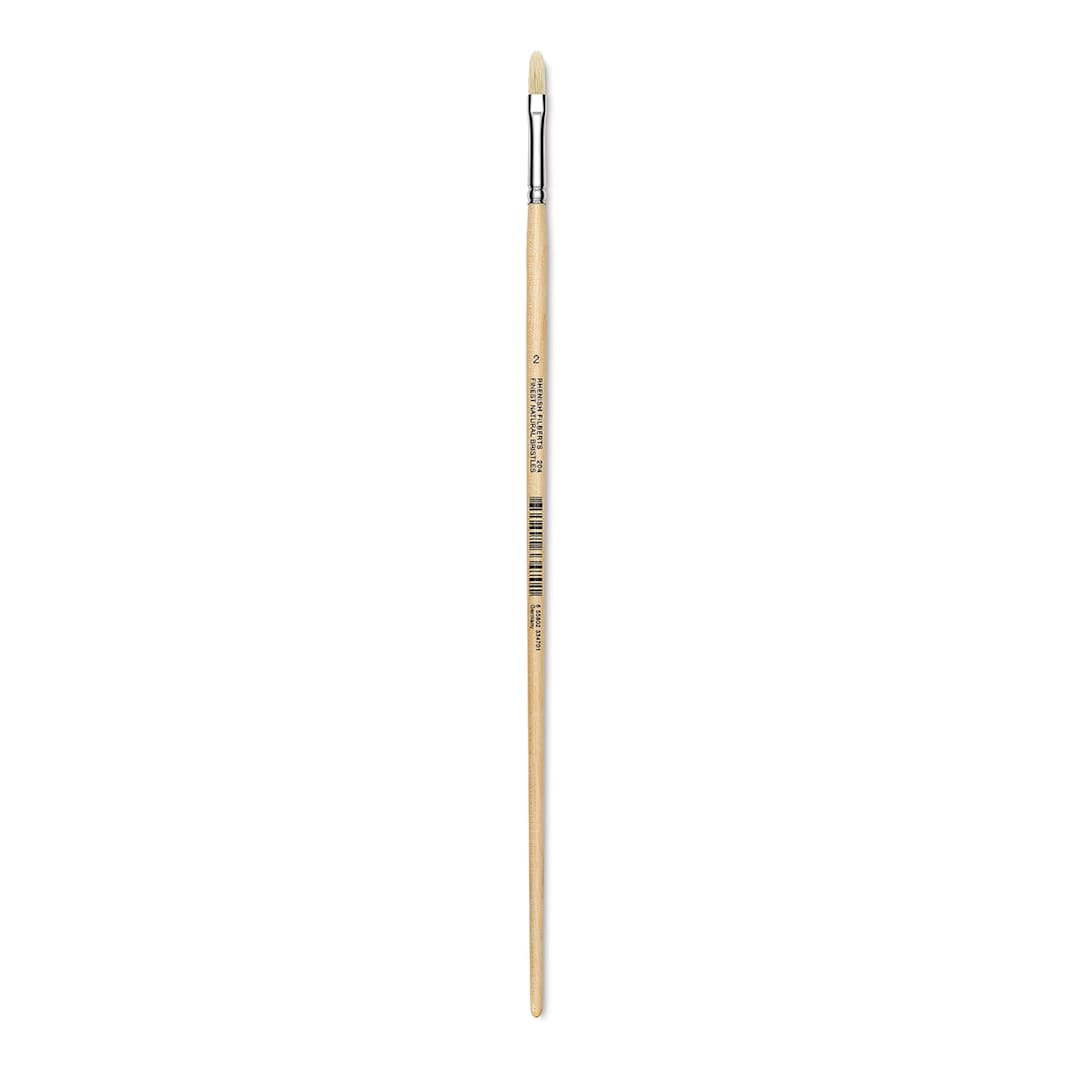 Open in modal - Utrecht Rhenish Pure Hog Bristle Brush - Filbert, Size 2, Long Handle