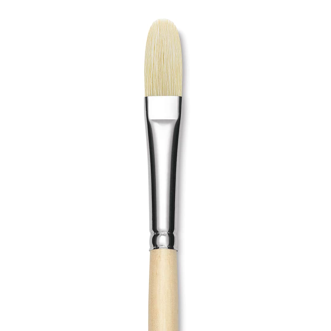 Open in modal - Utrecht Rhenish Pure Hog Bristle Brush - Filbert, Size 8, Long Handle