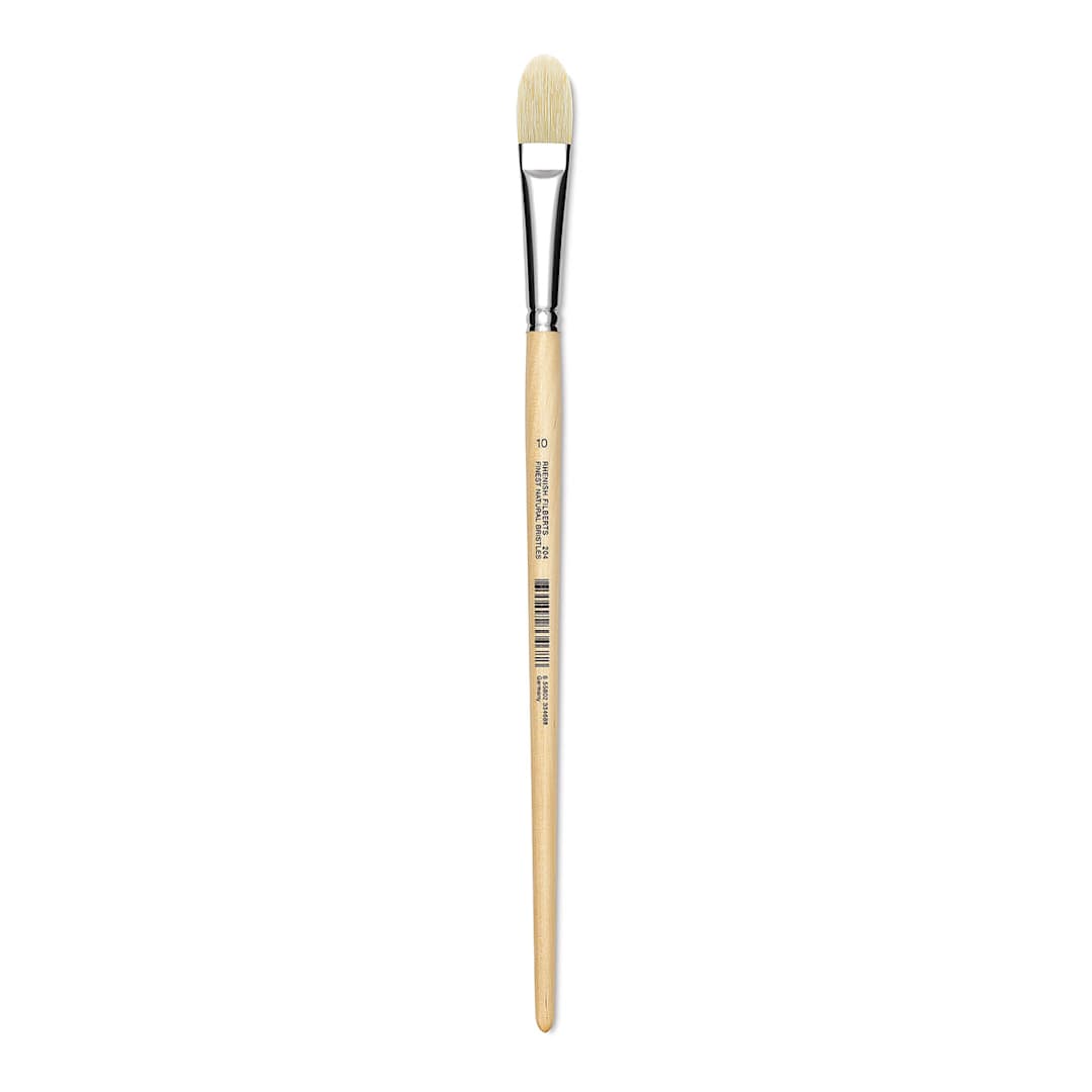 Open in modal - Utrecht Rhenish Pure Hog Bristle Brush - Filbert, Size 10, Long Handle