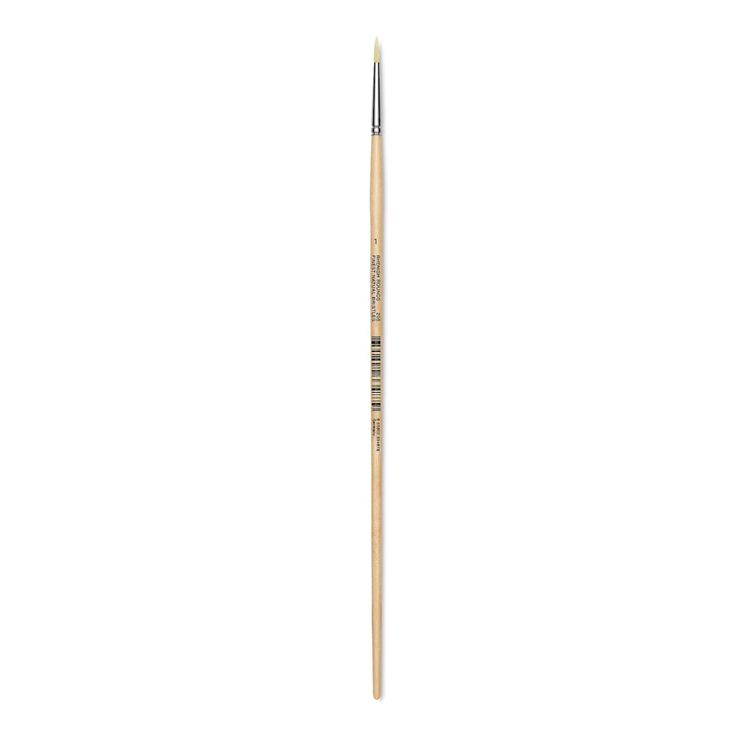 Open in modal - Utrecht Rhenish Pure Hog Bristle Brush - Round, Size 1, Long Handle