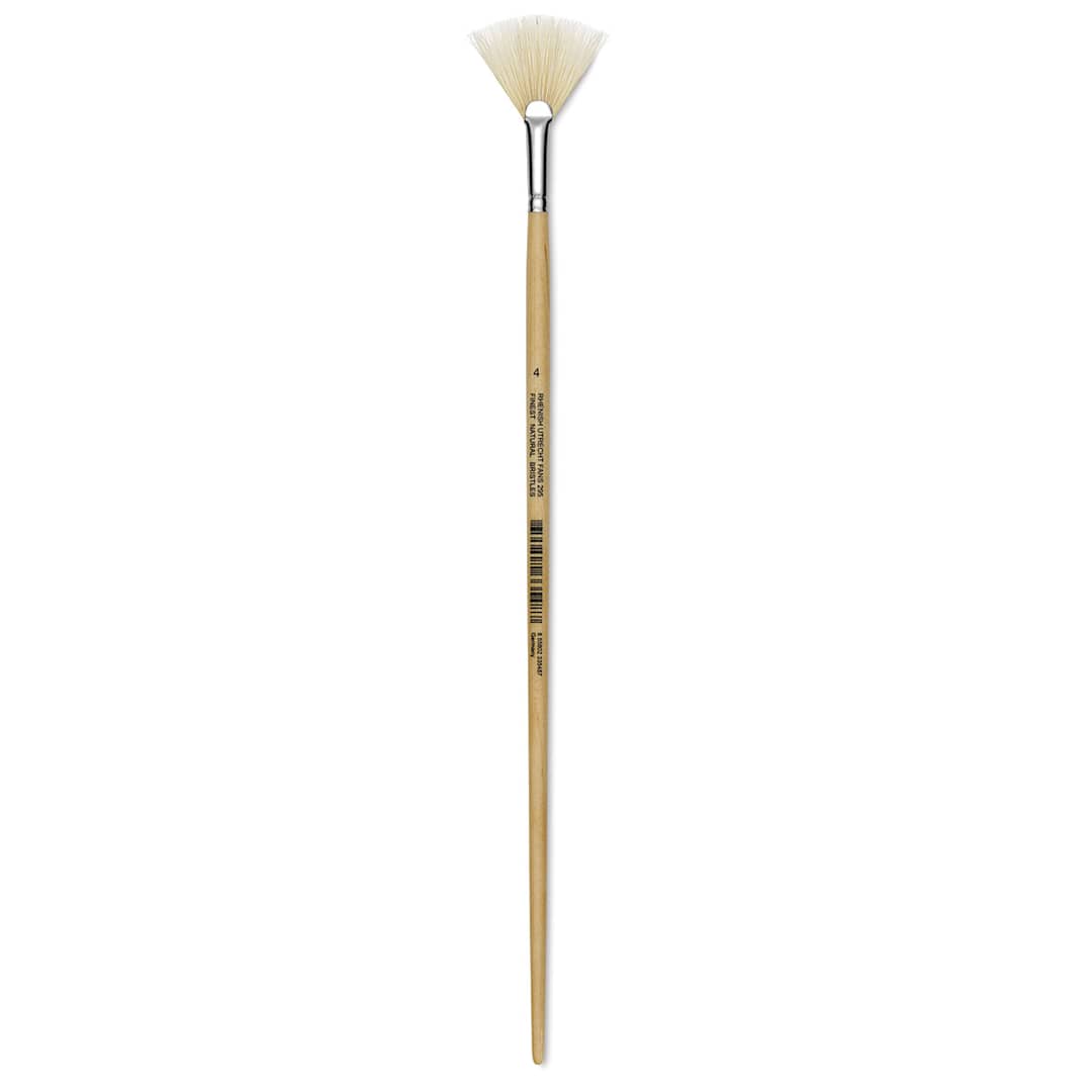 Open in modal - Utrecht Rhenish Pure Hog Bristle Brush - Fan, Size 4, Long Handle (full length)