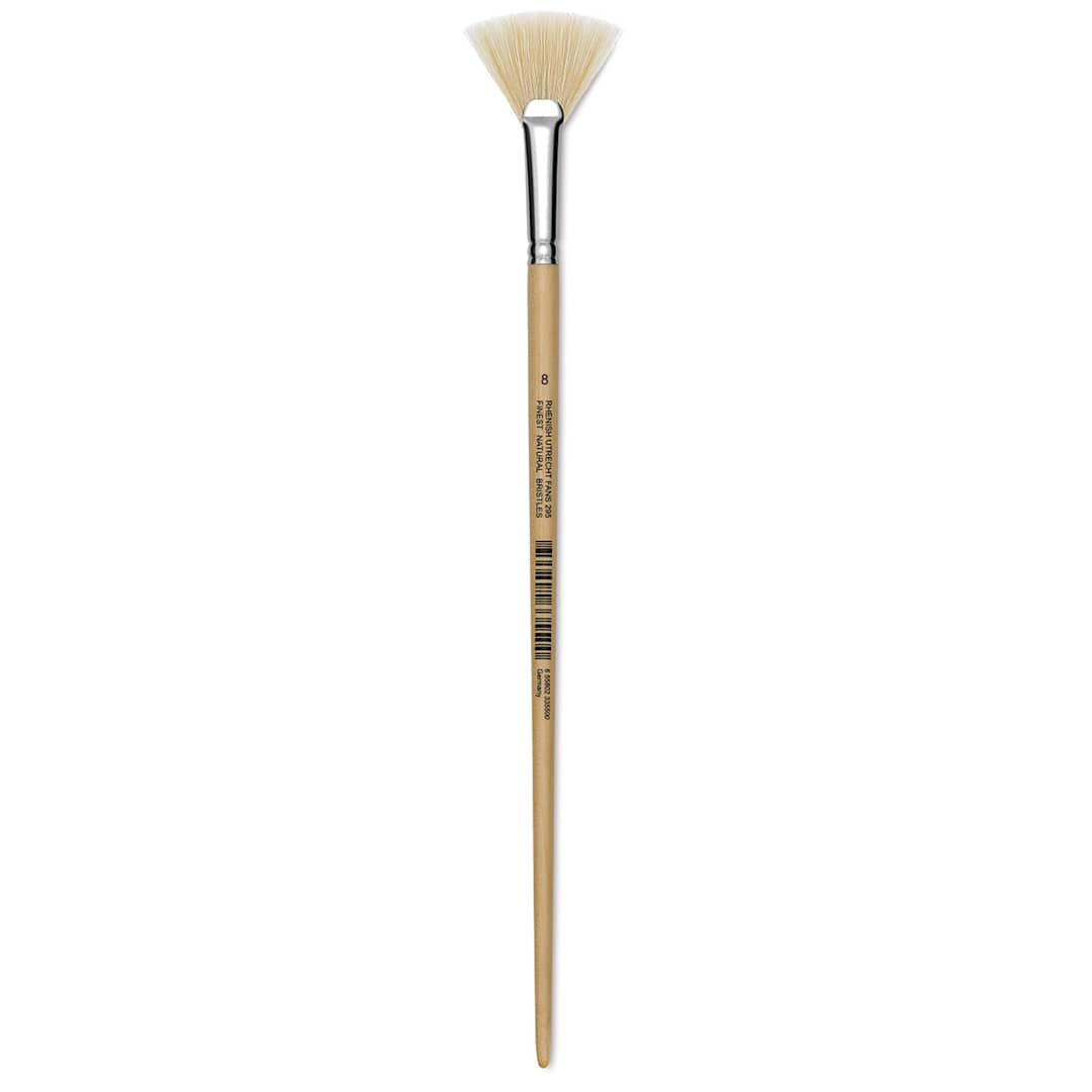 Open in modal - Utrecht Rhenish Pure Hog Bristle Brush - Fan, Size 8, Long Handle (full length)