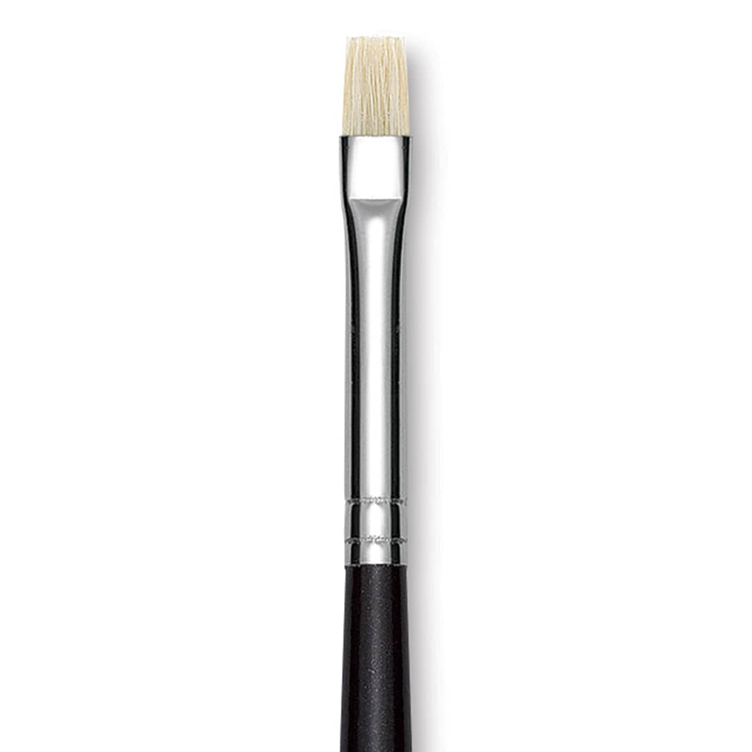 Open in modal - Utrecht Natural Chungking Pure Bristle Brush - Bright, Size 1, Long Handle, Close-up