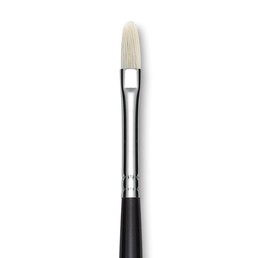 Open in modal - Utrecht Natural Chungking Pure Bristle Brush - Filbert, Size 1, Long Handle, Close-up