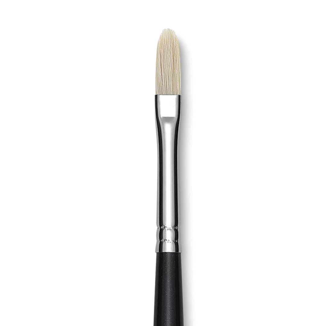Open in modal - Utrecht Natural Chungking Pure Bristle Brush - Filbert, Size 2, Long Handle, Close-up