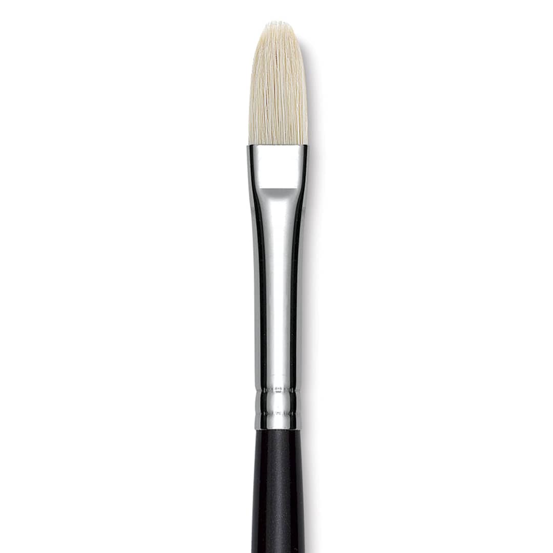Open in modal - Utrecht Natural Chungking Pure Bristle Brush - Filbert, Size 4, Long Handle, Close-up