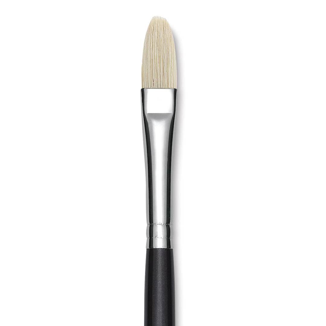 Open in modal - Utrecht Natural Chungking Pure Bristle Brush - Filbert, Size 6, Long Handle, Close-up
