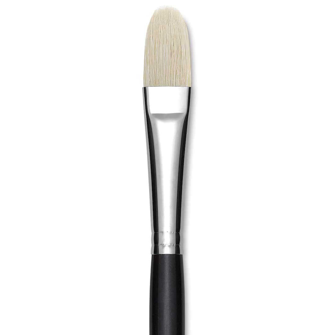 Open in modal - Utrecht Natural Chungking Pure Bristle Brush - Filbert, Size 10, Long Handle, Close-up