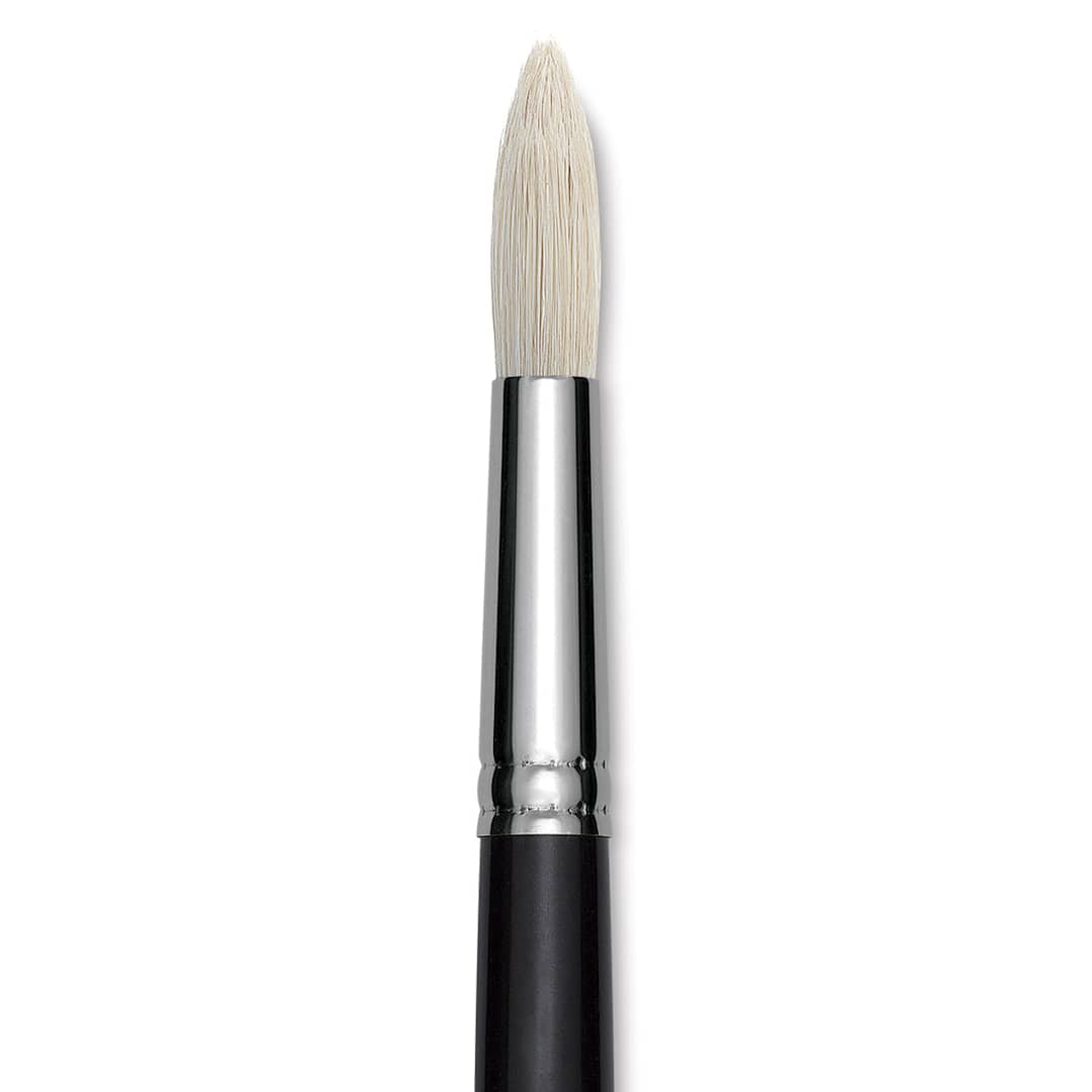Open in modal - Utrecht Natural Chungking Pure Bristle Brush - Round, Size 10, Long Handle, Close-up