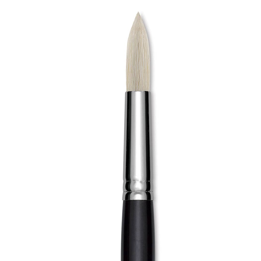 Open in modal - Utrecht Natural Chungking Pure Bristle Brush - Round, Size 12, Long Handle, Close-up