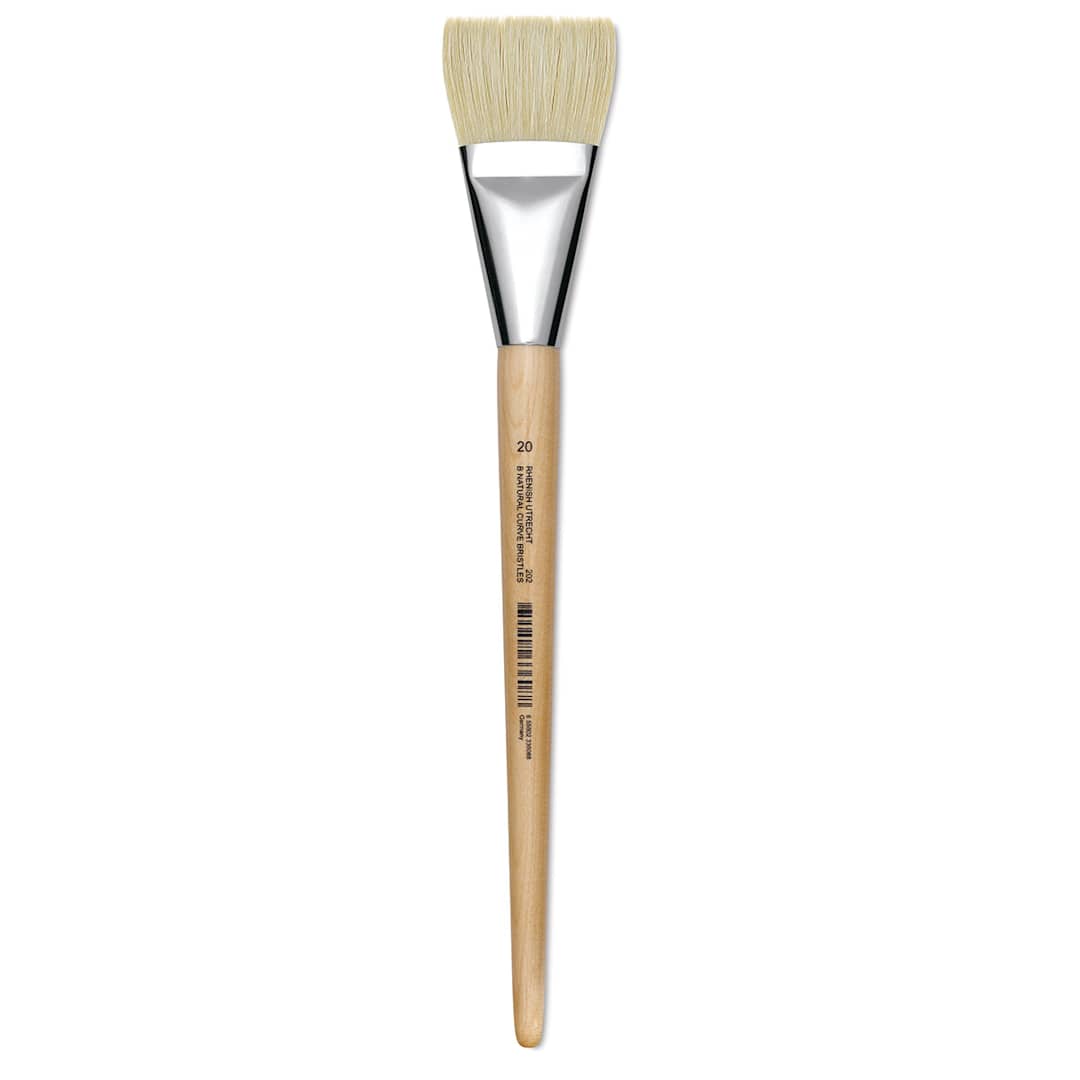 Open in modal - Utrecht Rhenish Pure Hog Bristle Brush - Bright, Size 20, Long Handle (full length)