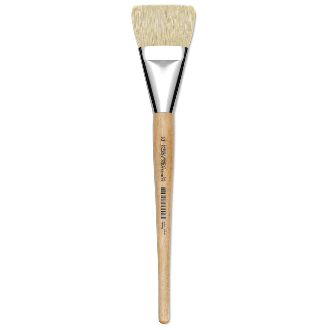Open in modal - Utrecht Rhenish Pure Hog Bristle Brush - Bright, Size 22, Long Handle (full length)