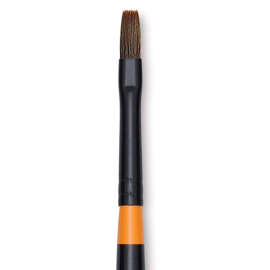 Open in modal - Utrecht Manglon Synthetic Brush - Flat, Size 4, Long Handle close-up