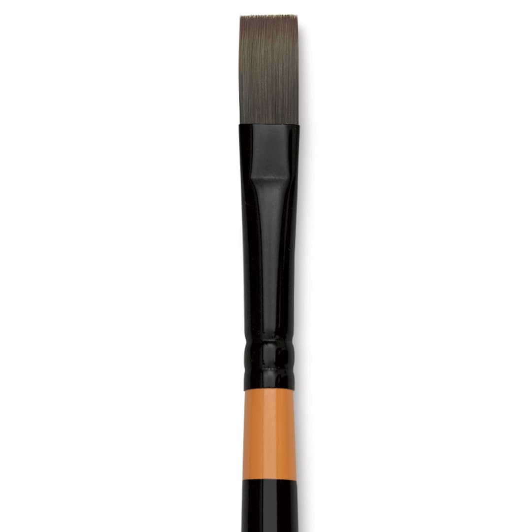 Open in modal - Utrecht Manglon Synthetic Brush - Flat, Size 10, Long Handle close-up