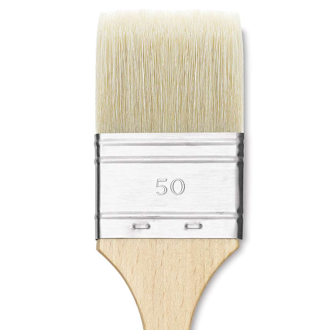 Open in modal - Utrecht Rhenish Pure Hog Bristle Brush - Extra Large Flat, Size 2", Long Handle