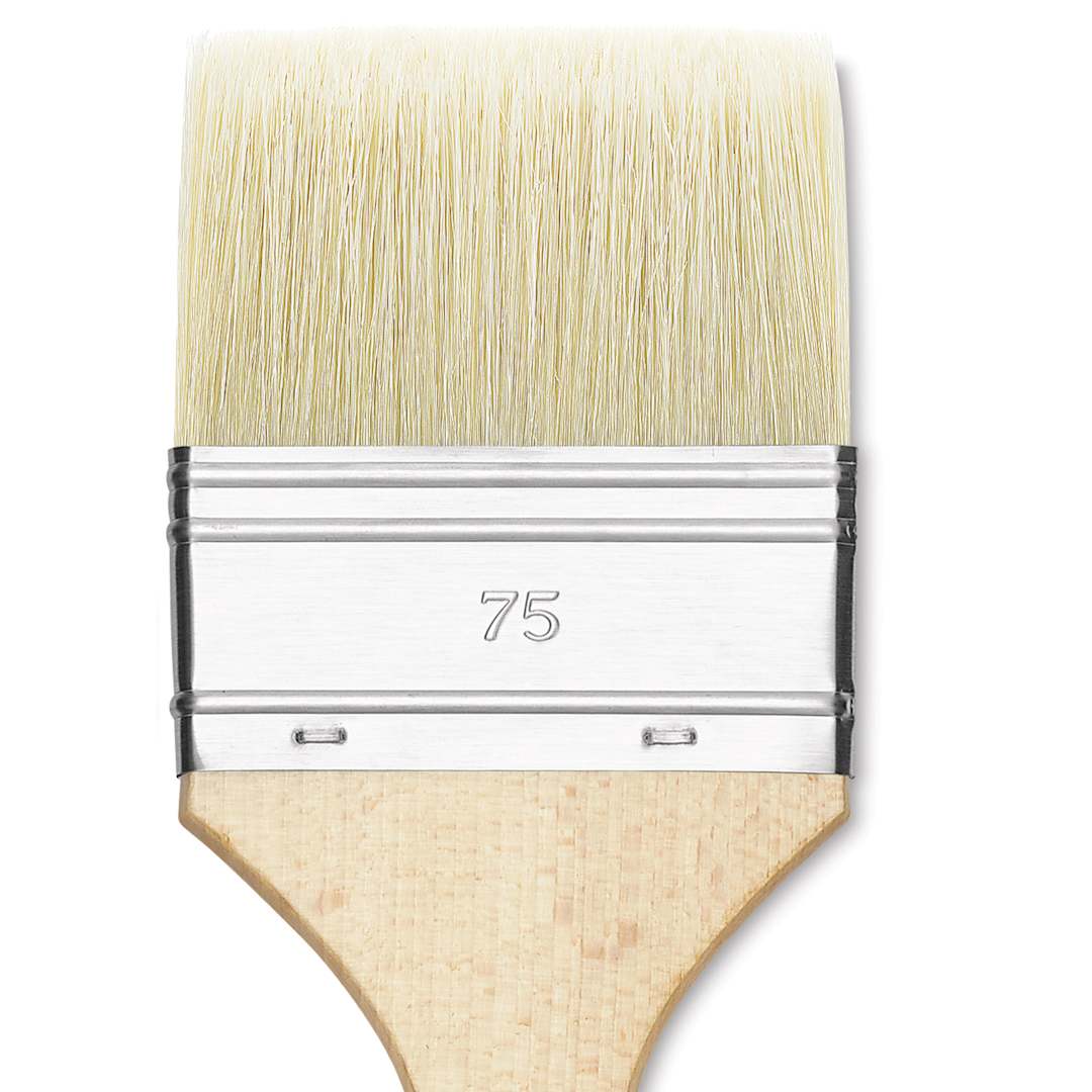 Open in modal - Utrecht Rhenish Pure Hog Bristle Brush - Extra Large Flat, Size 3", Long Handle