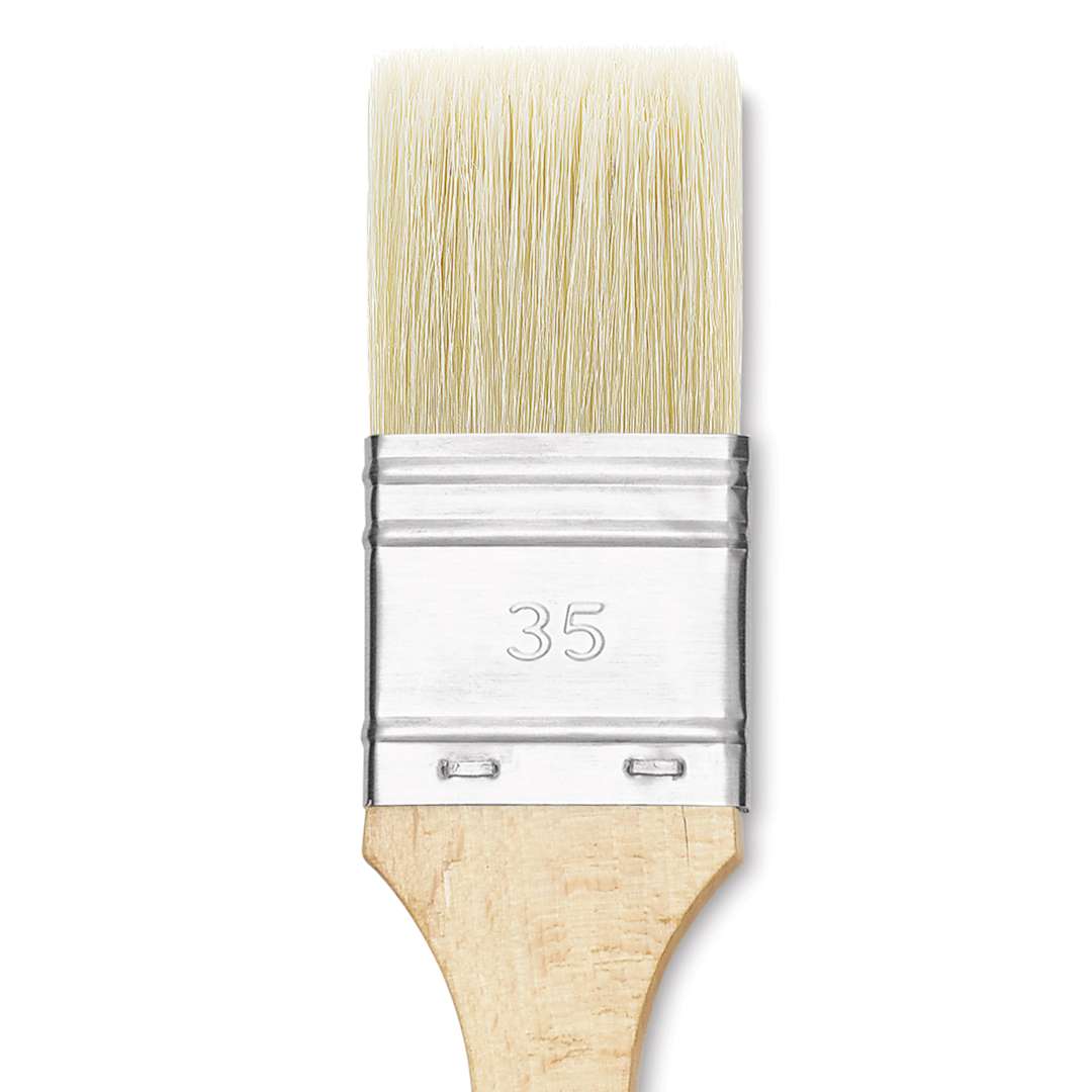 Open in modal - Utrecht Rhenish Pure Hog Bristle Brush - Extra Large Flat, Size 1-1/2", Long Handle