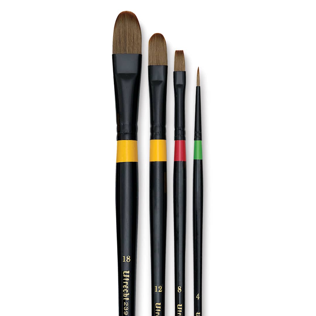 Open in modal - Utrecht Manglon Brushes - Set of 4, Long Handle, close up
