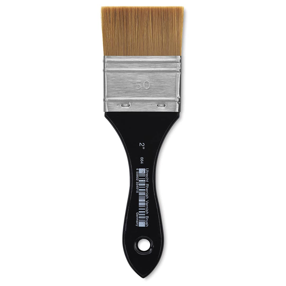 Open in modal - Utrecht Synthetic Varnish Brush - 2" brush shown upright