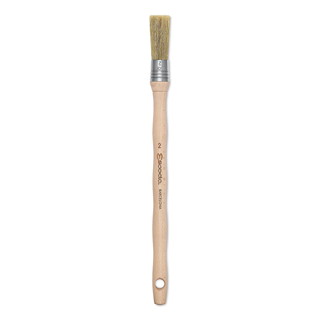 Open in modal - Escoda Natural Bristle Brushes - Round Square, Size 2, Long Handle